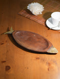 Wood & Dhokra Craft Tray with Dhokra Edges - Fish