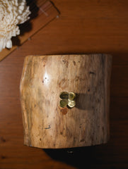 Wood & Dhokra UtilityBox with Dhokra Flower Handle - Log Box