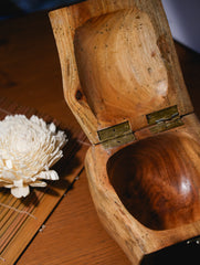Wood & Dhokra UtilityBox with Dhokra Flower Handle - Log Box