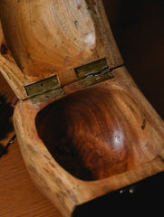 Wood & Dhokra UtilityBox with Dhokra Flower Handle - Log Box
