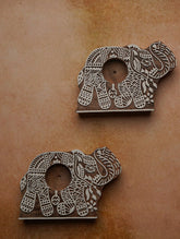 Wooden Engraved Tealight Holders - (Set of 2) Gaja