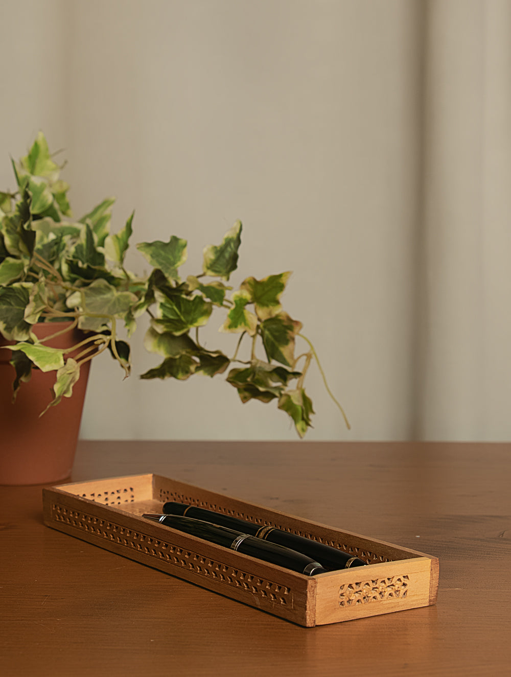 Wooden Jaali Desk Set (2 pc Set)