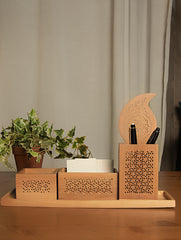Wooden Jaali Desk Set (4 pc Set)