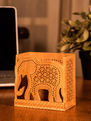 Wooden Jaali Elephant Pen Stand