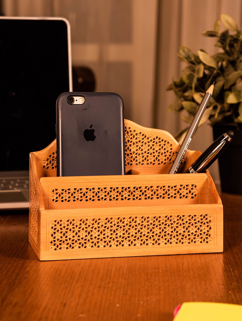 Wooden Jaali Stationery / Paper Holder