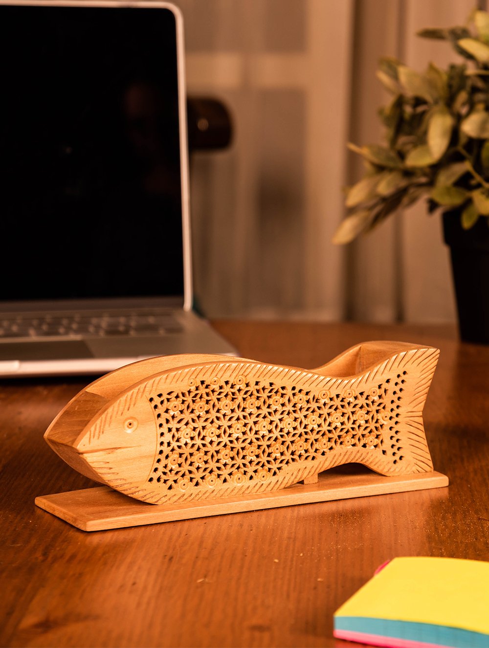 Wooden Jaali Stationery / Paper Holder