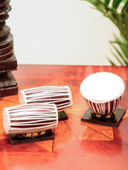 Wooden Miniature Musical Instrument Curio - Mridangam & Madol (Set of 3)