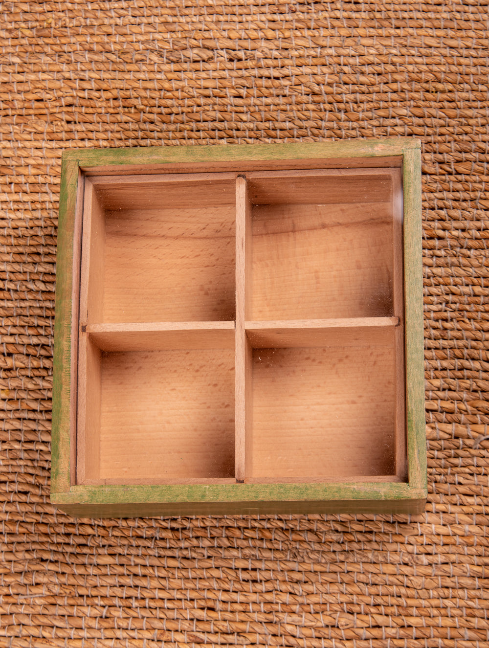 Wooden Multi-Utility Spice Box - Square (4 Sections)