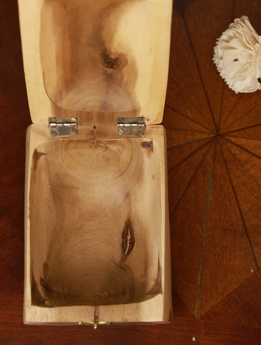 Wooden Log Box & Dhokra Flower Knob