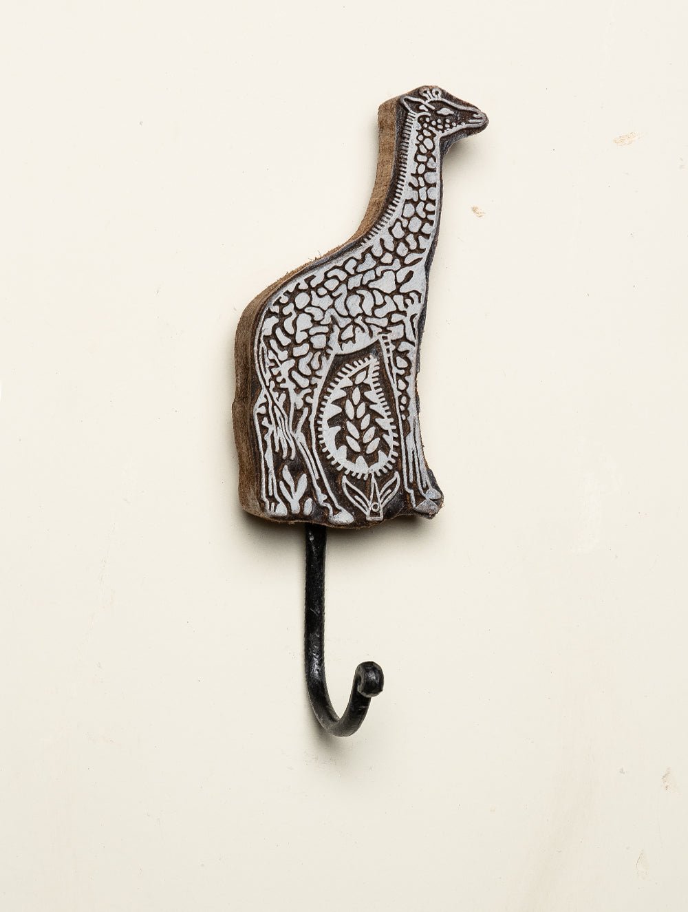 Wooden Engraved Wall Hook - Giraffe Motif - The India Craft House