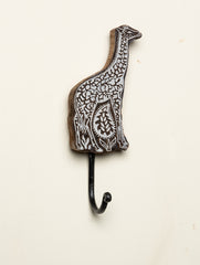 Wooden Engraved Wall Hook - Giraffe Motif - The India Craft House