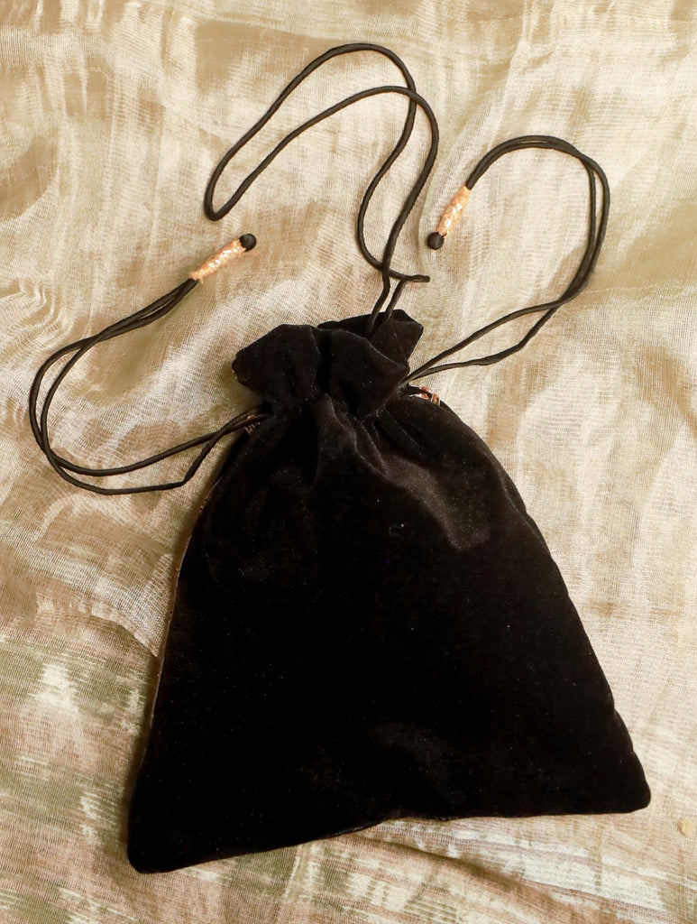 Zardozi and Resham Embroidered Evening Potli Bag - Black birds