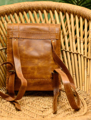 Handcrafted Leather Backpack with Hand Stitch Detail