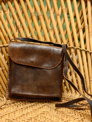 Handcrafted Leather Cross Body Bag With Hand Stitch Detail