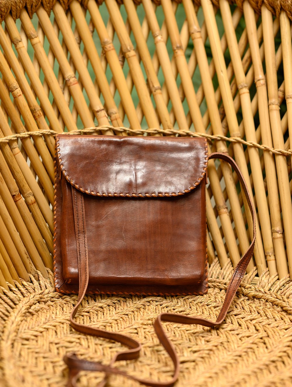 Handcrafted Leather Cross Body Bag With Hand Stitch Detail