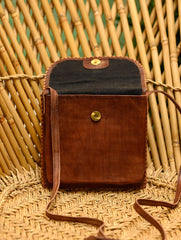 Handcrafted Leather Cross Body Bag With Hand Stitch Detail