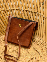 Handcrafted Leather Cross Body Bag With Hand Stitch Detail