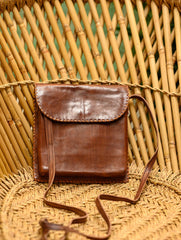 Handcrafted Leather Cross Body Bag With Hand Stitch Detail