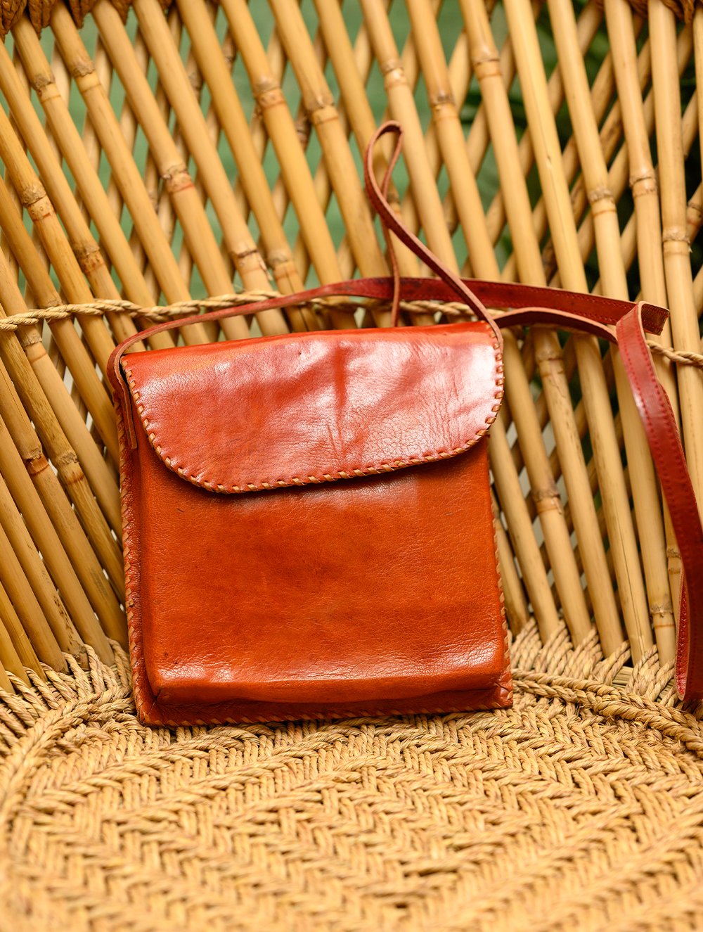 Handcrafted Leather Cross Body Bag With Hand Stitch Detail
