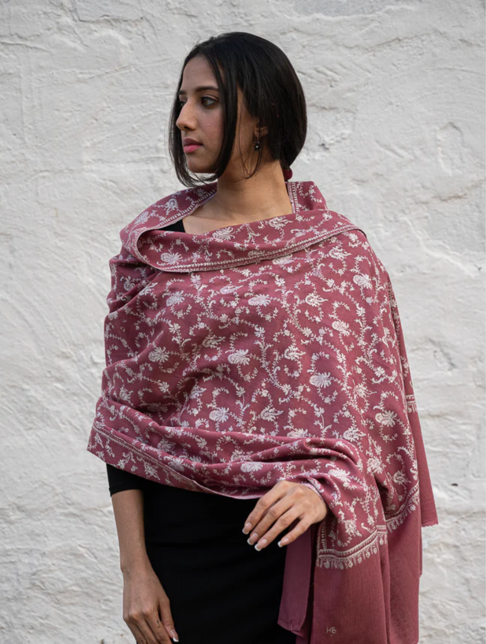Load image into Gallery viewer, Exclusive, Fine Hand Embroidered Kashmiri Shawl - Regal Pink