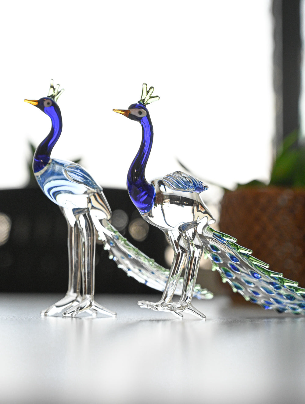 Fine Crystal Glass Curio - Mayura Pair (Set of 2)