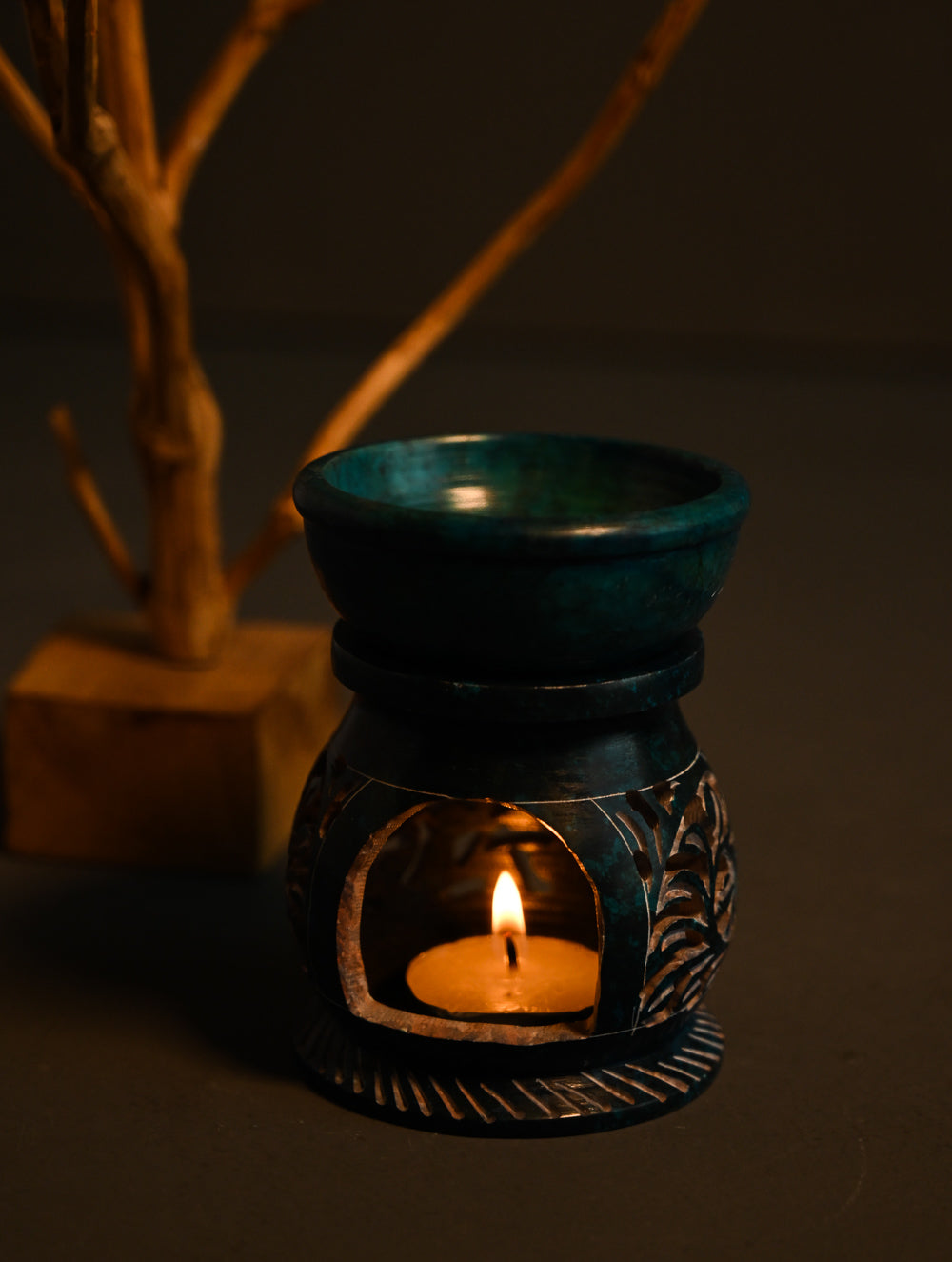 Delhi Blue Art Marble Pottery Aroma Diffuser - Azure