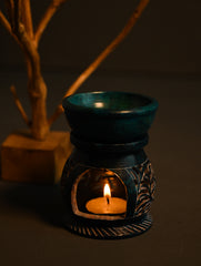 Delhi Blue Art Marble Pottery Aroma Diffuser - Azure
