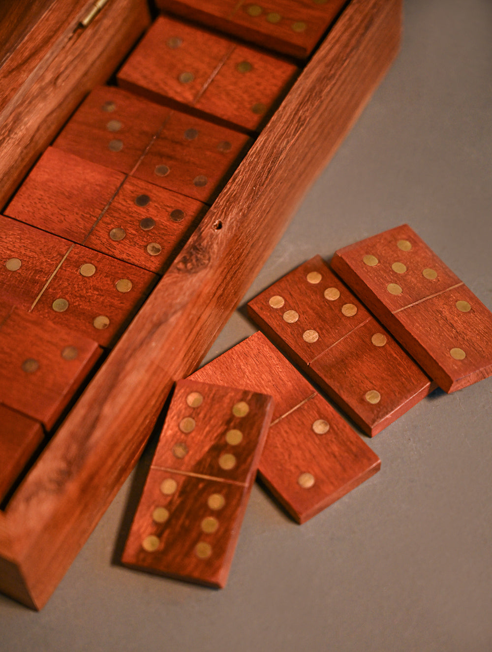 Handcrafted Wooden Game With Box- Dominoes Sleek