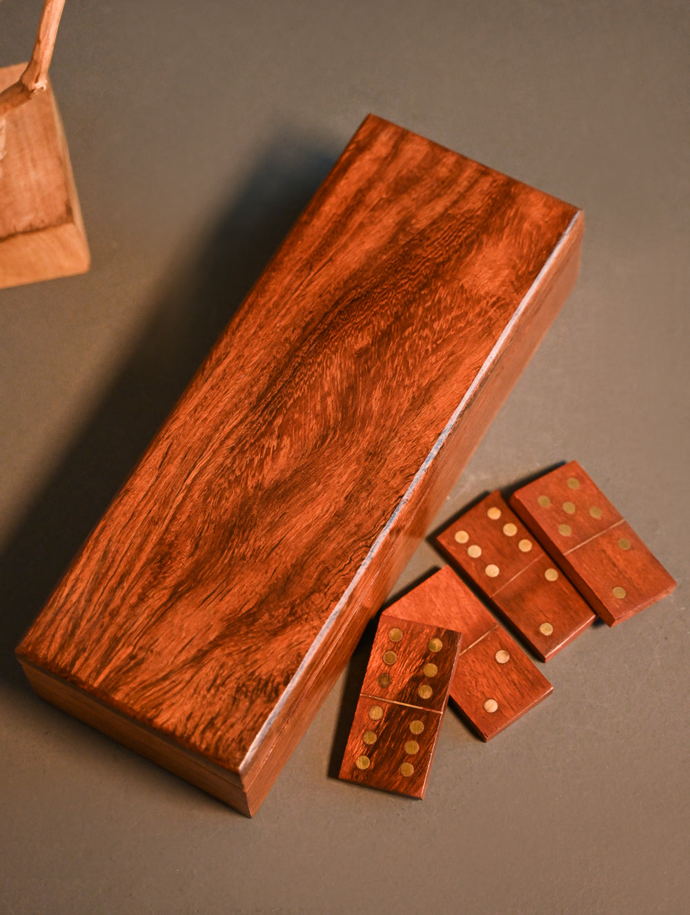 Handcrafted Wooden Game With Box- Dominoes Sleek