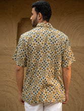Load image into Gallery viewer, Ajrakh Hand Block Printed Cotton Shirt - Brown Wheels