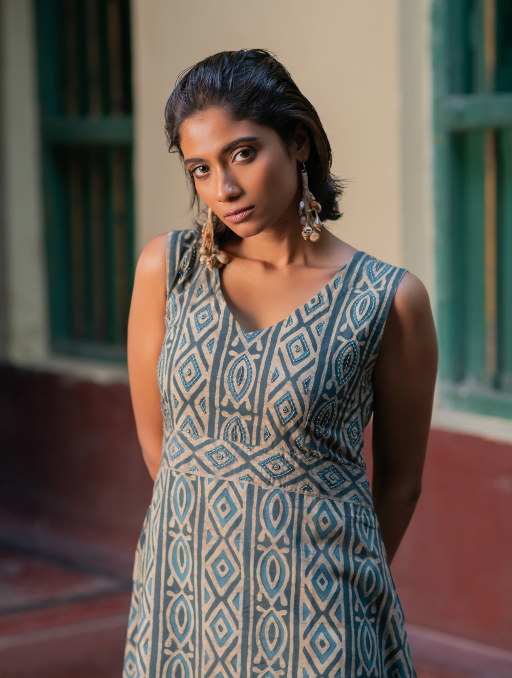 Ajrakh Handblock Printed Summer Dress 