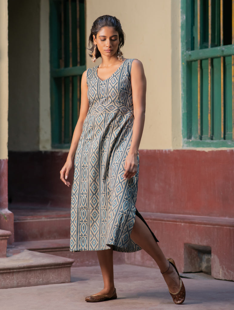 Ajrakh Handblock Printed Summer Dress 