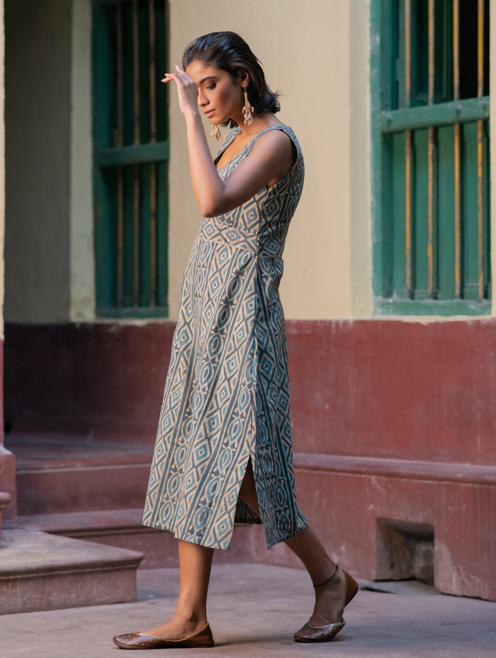 Ajrakh Handblock Printed Summer Dress 