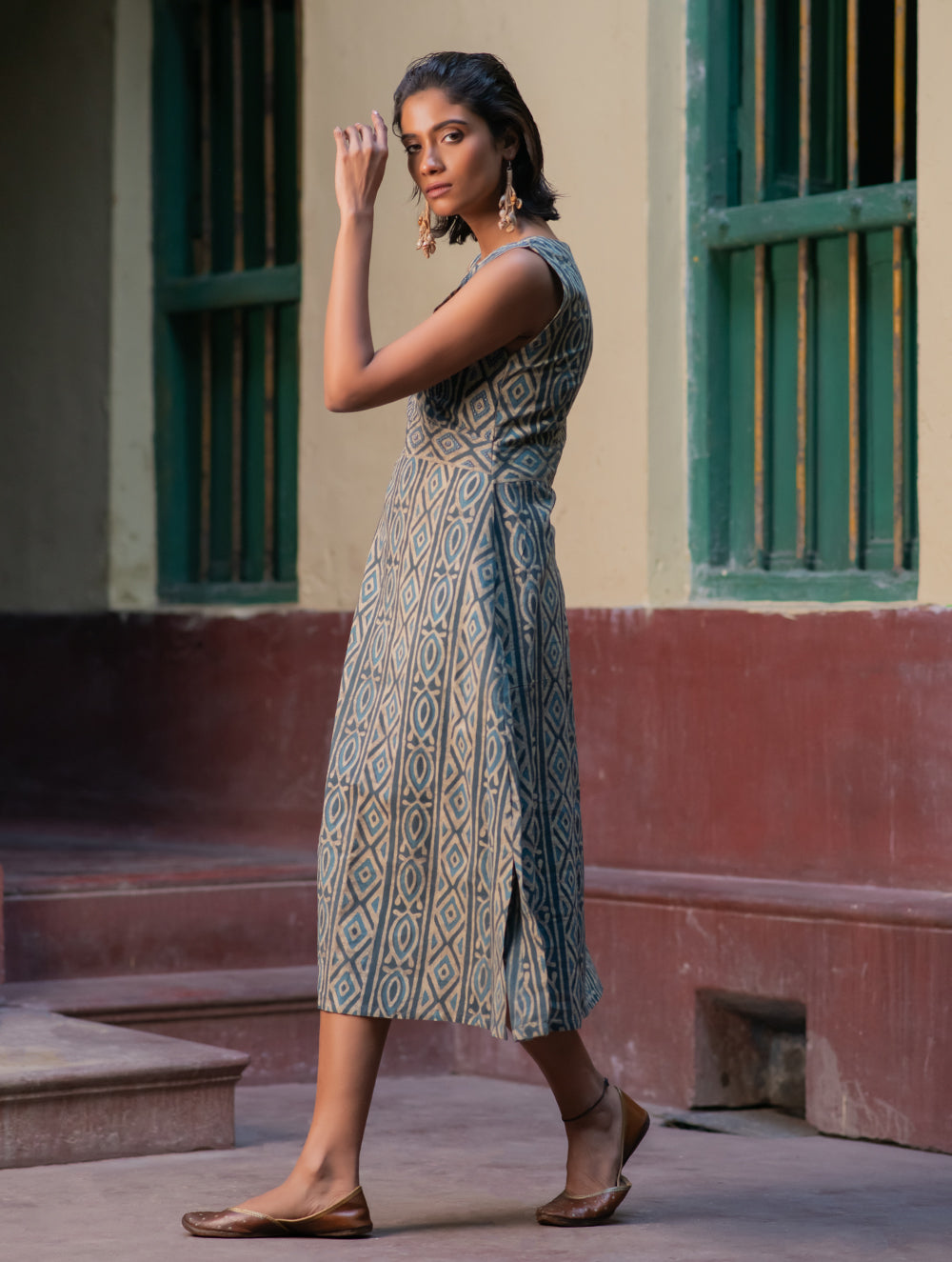 Ajrakh Handblock Printed Summer Dress 
