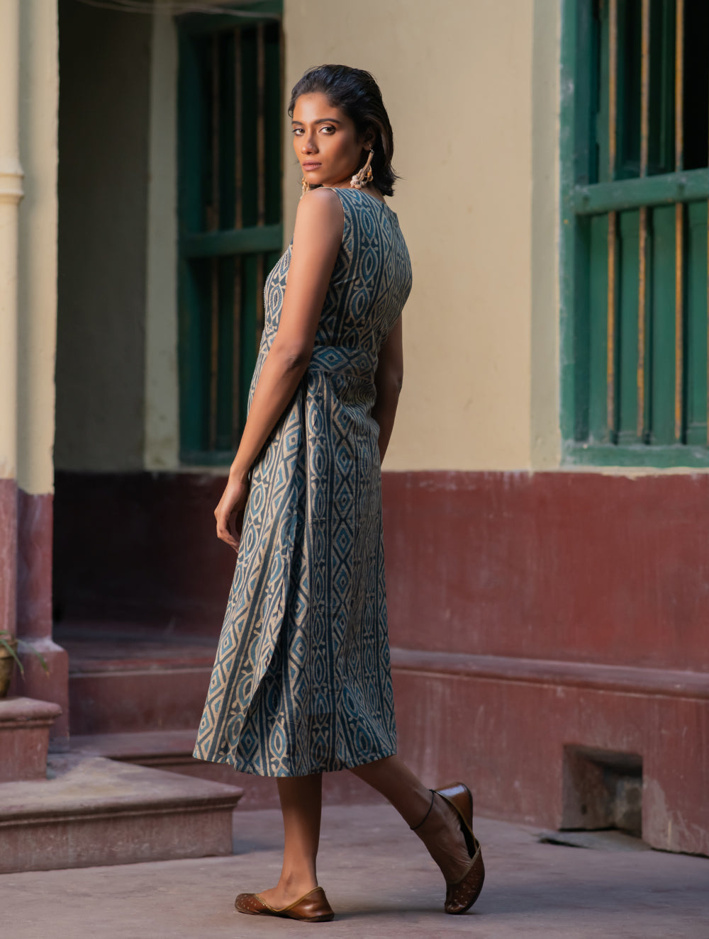 Load image into Gallery viewer, Ajrakh Handblock Printed Summer Dress 