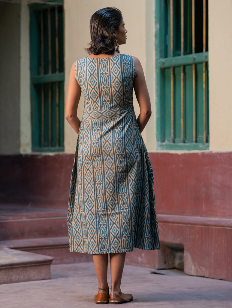 Ajrakh Handblock Printed Summer Dress 