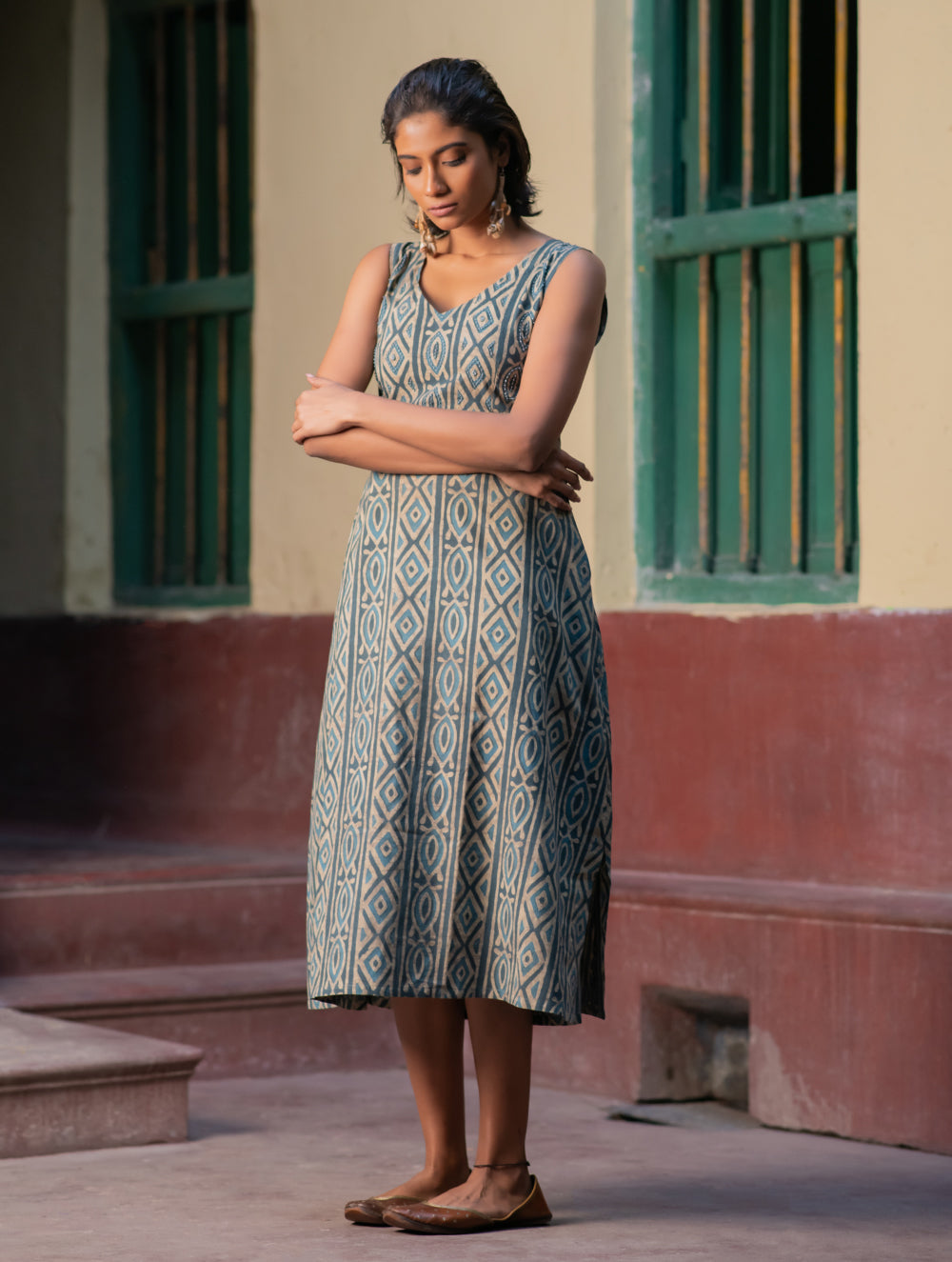 Ajrakh Handblock Printed Summer Dress 