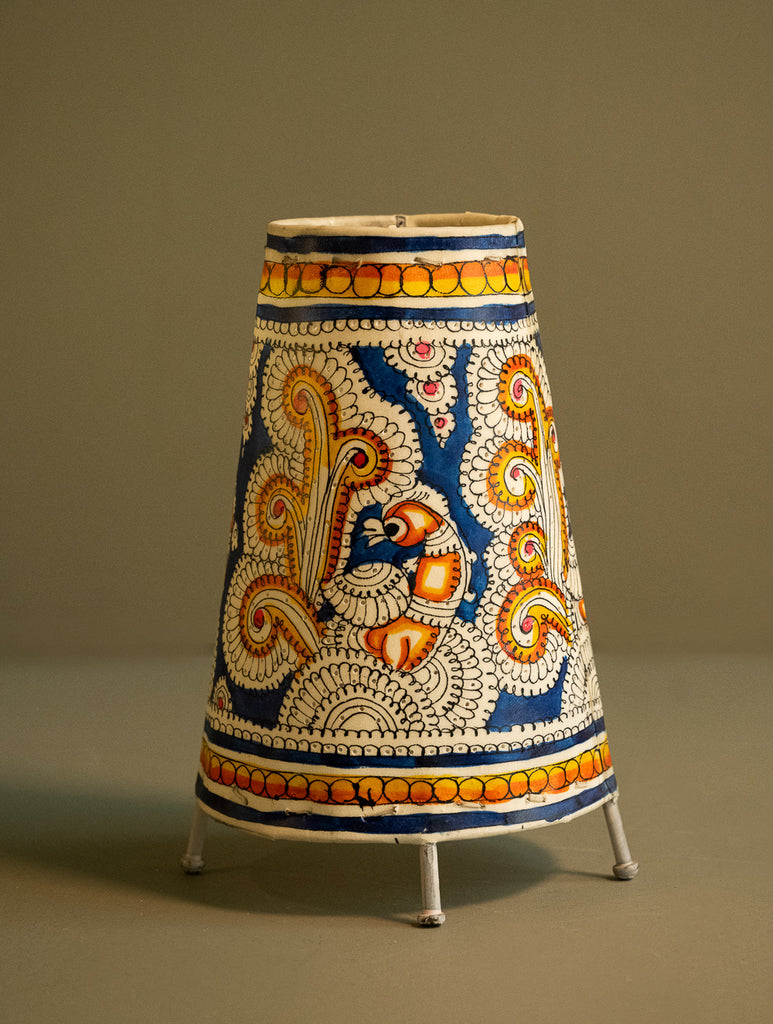 Andhra Leather Craft Lamp Shade - Peacock in Blue