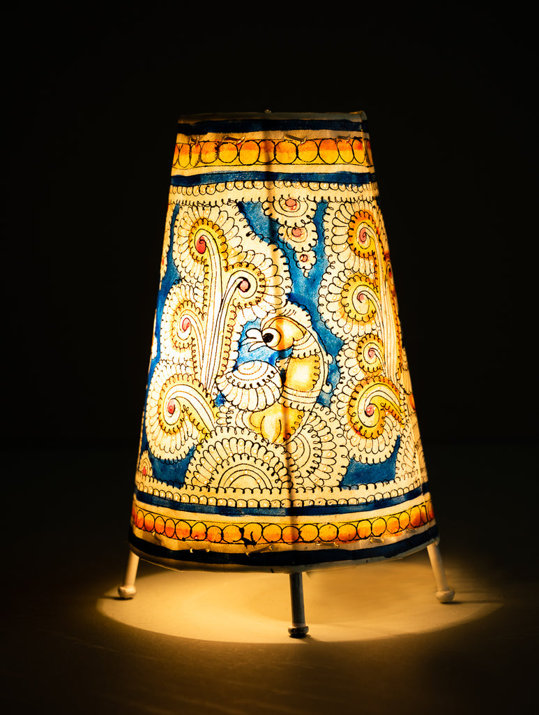 Andhra Leather Craft Lamp Shade - Peacock in Blue