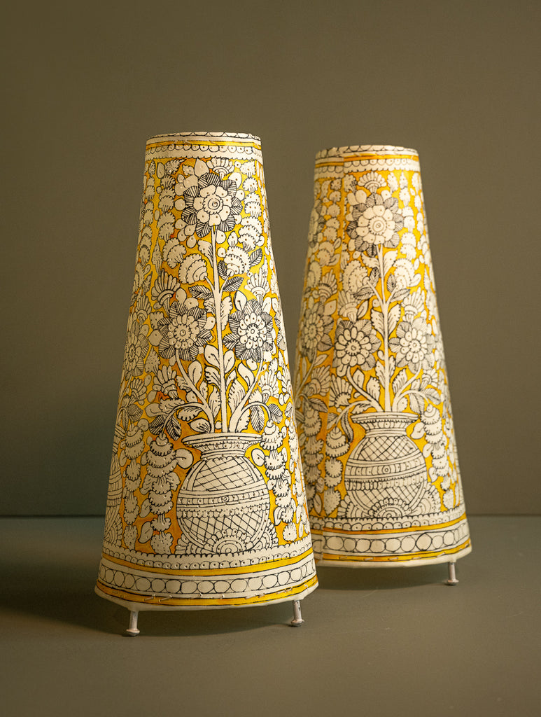 Andhra Leather Craft Lamp Shade - Pot of Blooms