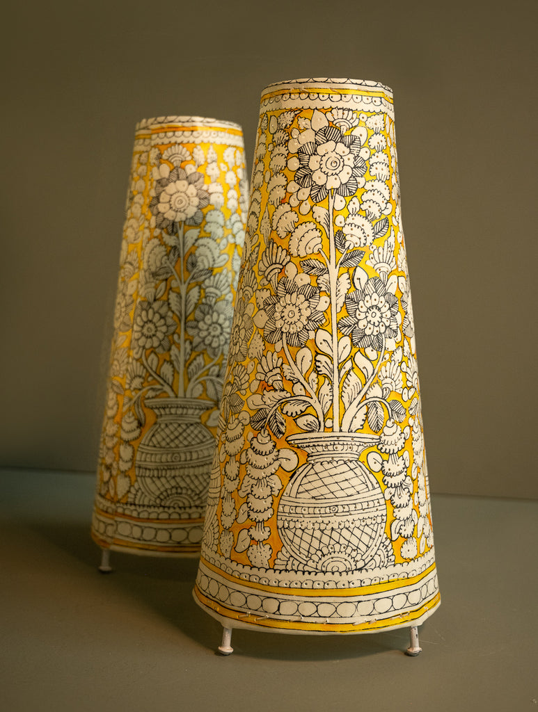 Andhra Leather Craft Lamp Shade - Pot of Blooms