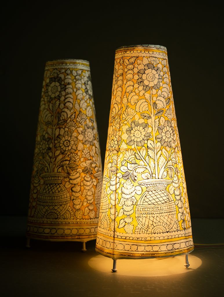 Andhra Leather Craft Lamp Shade - Pot of Blooms