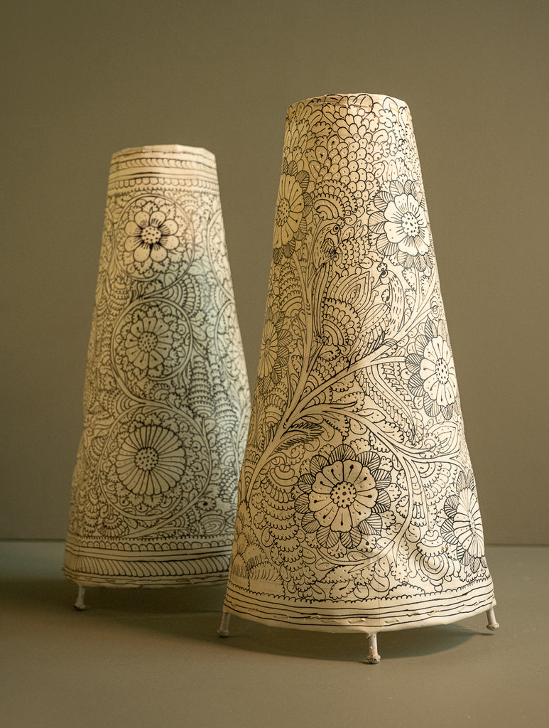 Andhra Leather Craft Lamp Shade - Three Blooms