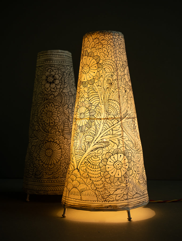 Andhra Leather Craft Lamp Shade - Three Blooms