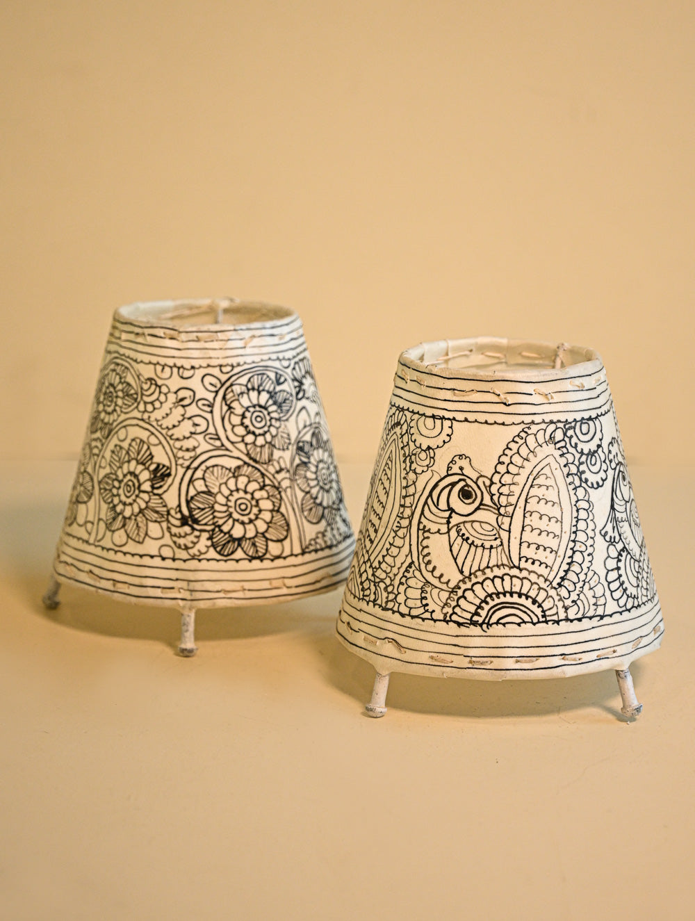 Andhra Leather Craft Lamp Shade Pair - Nemali Thottam (Set of 2)