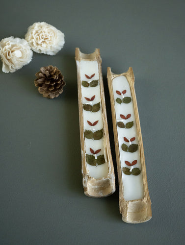 Aromatic Puducherry Wax Candles - Bamboo Twigs, Lavender (Set of 2)