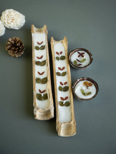 Aromatic Puducherry Wax Candles - Bamboo & Coconut Shell; Rose, Lavender & Sandalwod (Set of 4)