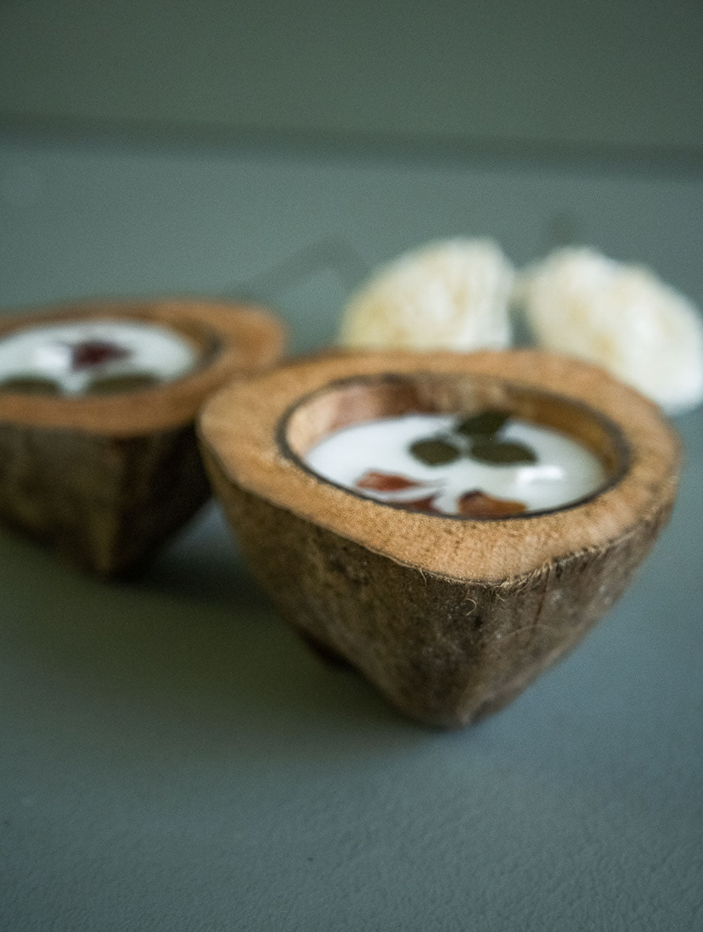 Aromatic Puducherry Wax Candles - Coconut Shells, Lavender & Jasmine  (Set of 2)