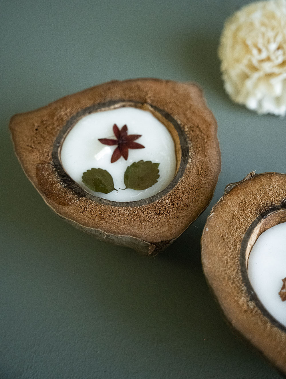 Aromatic Puducherry Wax Candles - Coconut Shells, Lavender & Jasmine  (Set of 2)