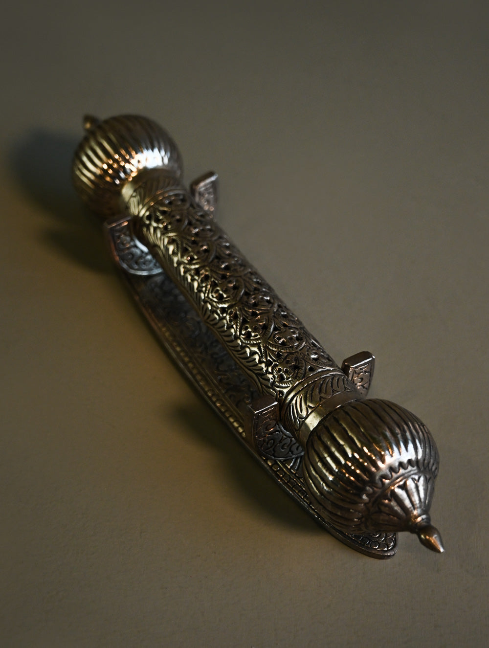 Majestic Hand Engraved Metal Rajasthani Scroll Holder & Stand